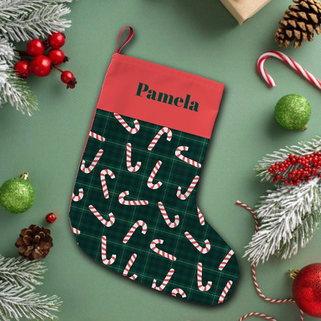 Zuckerstangen-Karo mit individuellem Namen  Kleiner Weihnachtsstrumpf (Von Creator hochgeladen)