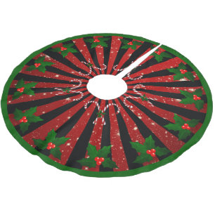 Zuckerstangen Mistel Schneeflocken Rot Grün Polyester Weihnachtsbaumdecke