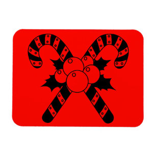 Zuckerstangen & Mistelzweig Schwarzes Frohes Weihn Magnet