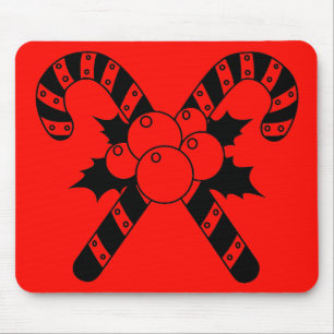 Zuckerstangen & Mistelzweig Schwarzes Frohes Weihn Mousepad