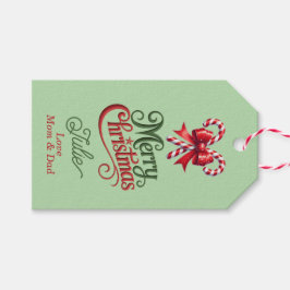Zuckerstangen mit roter Schleife Frohe Weihnachten Geschenkanhänger