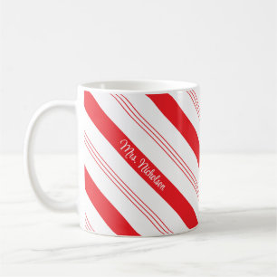 Zuckerstangen-Peppermint-Streifen und Name Kaffeetasse