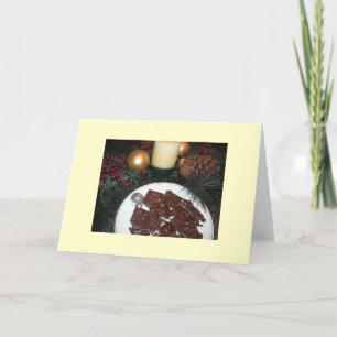 Zuckerstangen-Rinden-Schokolade mit Rezept Feiertagskarte