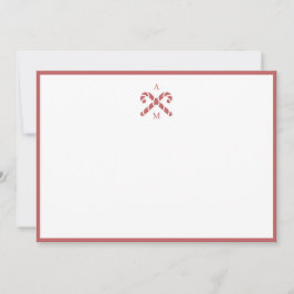 Zuckerstangen-Rot-Kundeninitial-Notizkarte Dankeskarte
