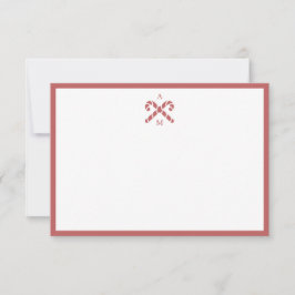 Zuckerstangen-Rot-Kundeninitial-Notizkarte Dankeskarte