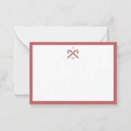 Zuckerstangen-Rot-Kundeninitial-Notizkarte Mitteilungskarte