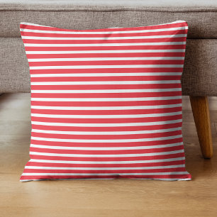 Zuckerstangen-Rot-Weiß-Einfach-Horizontal-Gestreif Kissen
