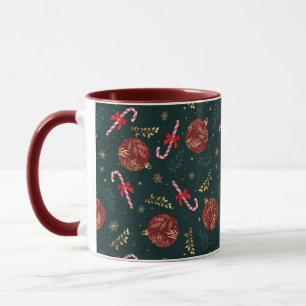 Zuckerstangen Schneeflocken Rote Weihnachtskugeln  Tasse