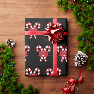 Zuckerstangen-Schwarz-Weihnachtspapier Geschenkpapier