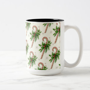 Zuckerstangen u. Stechpalmen-WeihnachtsTasse Zweifarbige Tasse