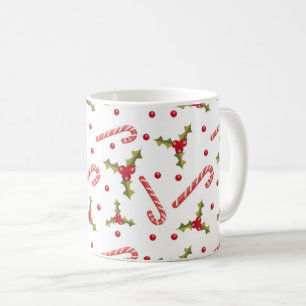 Zuckerstangen und Stechpalmen nahtloses Muster Kaffeetasse