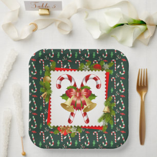 Zuckerstangen-Weihnachten Pappteller