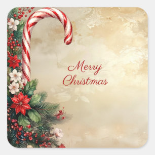 Zuckerstangen-Weihnachts-Feiertags-Aufkleber Quadratischer Aufkleber