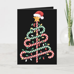 Zuckerstangen-Weihnachtsbaum-Lichter-Santa-Hut-Xma Karte