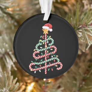 Zuckerstangen-Weihnachtsbaum-Lichter-Santa-Hut-Xma Ornament