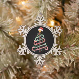Zuckerstangen-Weihnachtsbaum-Lichter-Santa-Hut-Xma Schneeflocken Zinn-Ornament