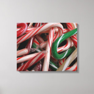 Zuckerstangen Weihnachtsfeiertage Weiß Grün und Ro Leinwanddruck