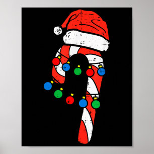 Zuckerstangen-Weihnachtsmannmütze Weihnachtsbeleuc Poster