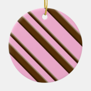 Zuckerstreifen, rosa und schokoladenbraun keramikornament