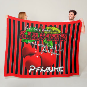 Zuckersüße rote Kirschen mit witzigen Spruch Fleecedecke