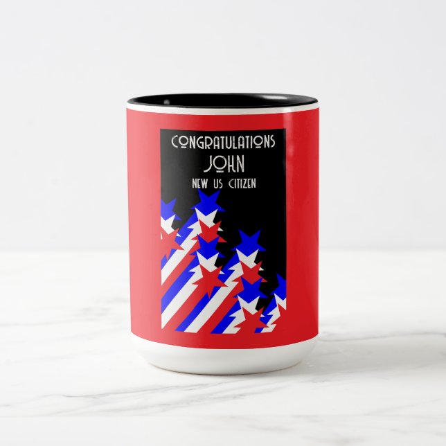 Zuerkennung der US-Staatsbürgerschaft Zweifarbige Tasse (Mittel)