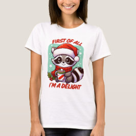 Zuerst bin ich ein Freude Weihnachten Raccoon Funn T-Shirt