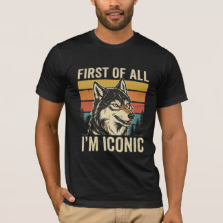 Zuerst Bin Ich Ikonisch Vintage Wolf Sonnenunterga T-Shirt