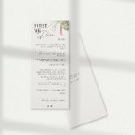 Zuerst essen wir tropische Blumengerichte Menükarte<br><div class="desc">Ein frisches Hochzeitsmenü. Moderne Kalligraphie kombiniert mit einer klassischen Serifentypografie für einen schicken Look und eine Aquarelldarstellung tropischer Vegetation und Blume in gedämpften Farben. Wenn Sie Hilfe benötigen oder Fragen haben,  kontaktieren Sie mich bitte (Maria) über den unten stehenden Kontaktknopf,  ich bin gerne für Sie da!</div>