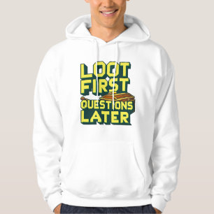 Zuerst, Fragen später - Gamer-Zitat ausloten Hoodie