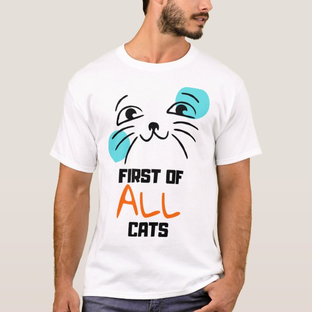 Zuerst: Katzen - Niedliches Cat Face T-Shirt (Vorderseite)