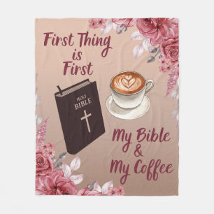 Zuerst meine Bibel und mein Kaffeeblatt Fleecedecke