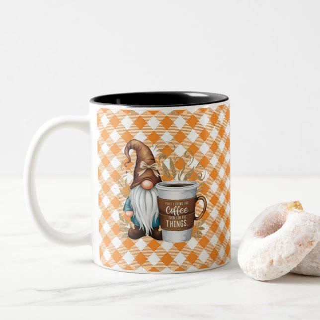 Zuerst trinke ich den Kaffee Zweifarbige Tasse (Mit Donut)