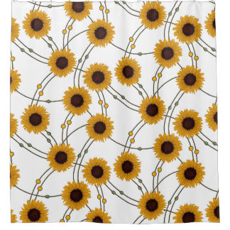 Zufällige Art Nouveau Sonnenblumen Retro-Blumen Ge Duschvorhang