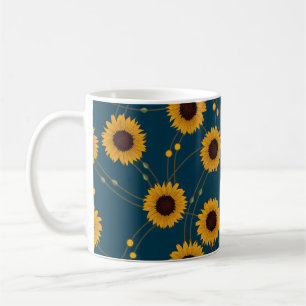 Zufällige Art Nouveau Sonnenblumen Retro-Blumen Ge Kaffeetasse