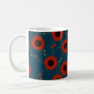 Zufällige Art Nouveau Sonnenblumen Retro-Blumen Ro Kaffeetasse