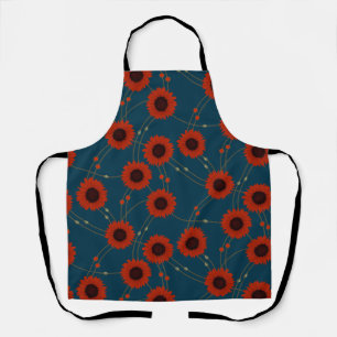 Zufällige Art Nouveau Sonnenblumen Retro-Blumen Ro Schürze