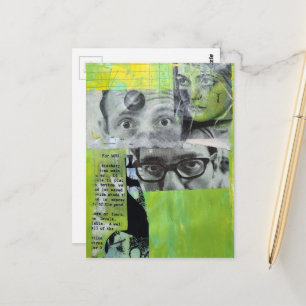 Zufällige Collage Vintage-Gesichter Postkarte