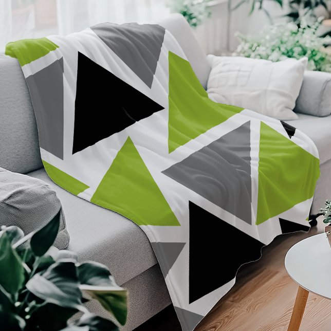 Zufällige Dreiecke Limettengrün Grau Schwarz auf W Fleecedecke (Von Creator hochgeladen)