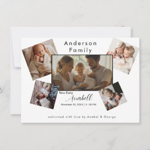 Zufällige Familienfoto-Collage Geburtsanzeige Ankündigung