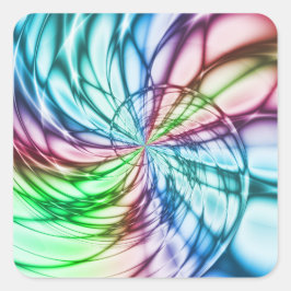 Zufälligkeit | Multicolor Fraktal Art Quadratischer Aufkleber