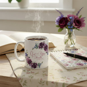 Zuflucht und Kraft lila floral  Kaffeetasse