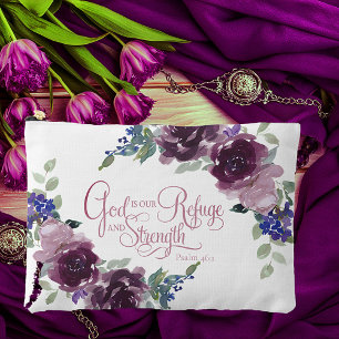 Zuflucht und Kraft lila floral Zubehörtasche