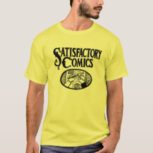 Zufrieden stellendes Comic-Logo (Schwarzes) T-Shirt
