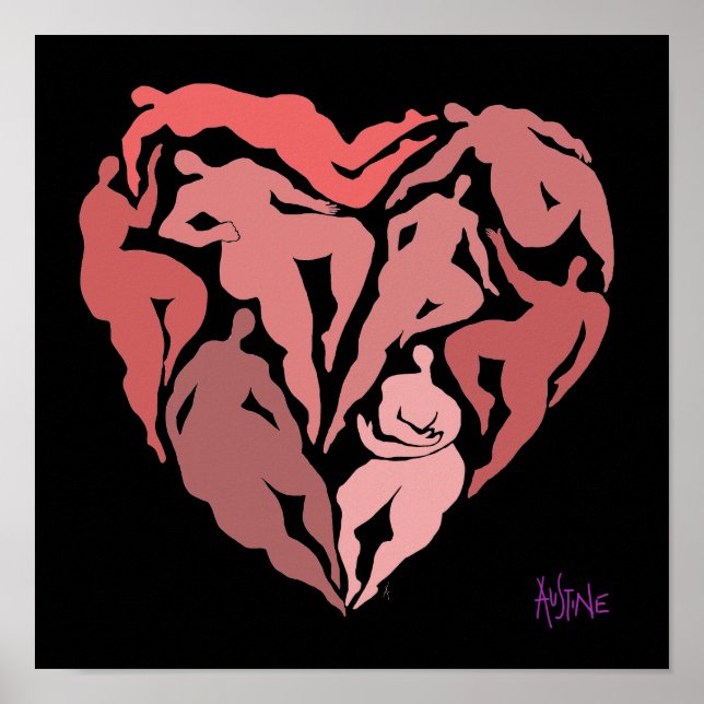 Zufriedene inspirierte Herzfiguren Poster (Vorne)