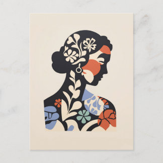 Zufriedene Inspirierte Postkarte - Frauenbild
