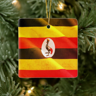 zUG002 UGANDA, Waving Flag. Afrika, Keramikornament