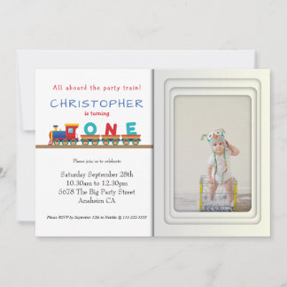 Zug 1. Geburtstag Party Einladung Fotovorlage