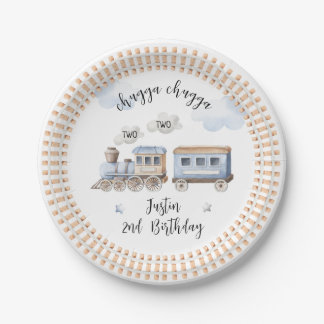 Zug 2. Geburtstag Chugga zwei Teller Papier