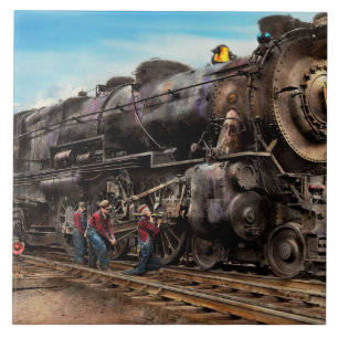 Zug - Arbeit auf der Eisenbahn 1930 Fliese
