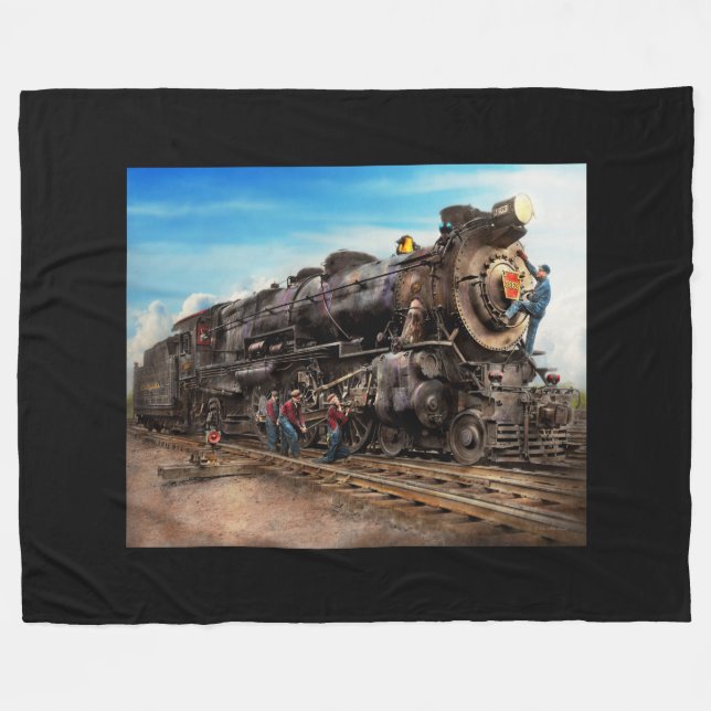 Zug - arbeitend an der Eisenbahn 1930 Fleecedecke (Vorderseite (Horizontal))